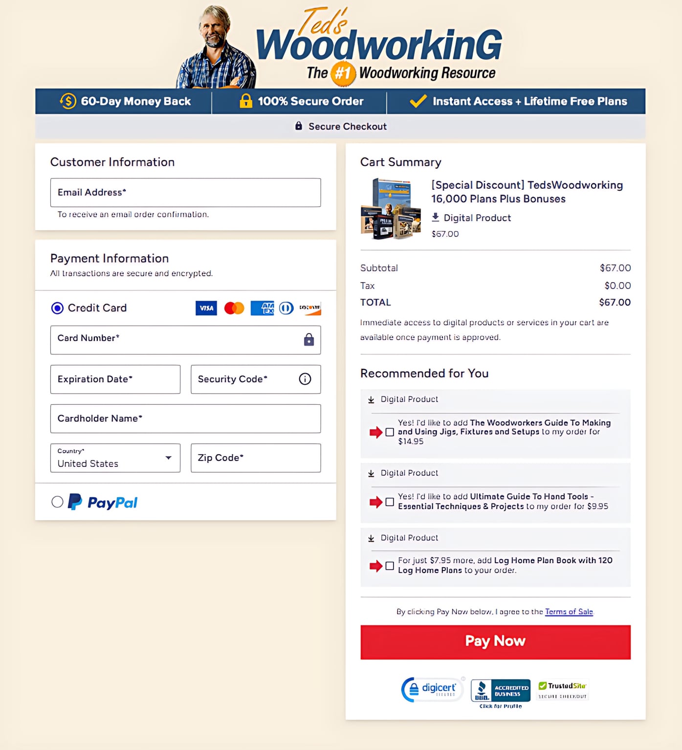 Teds Woodworking Checkout Page